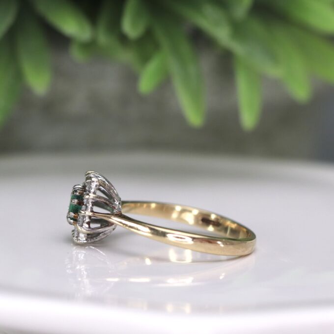 Emerald & Diamond Ring in 9ct Gold