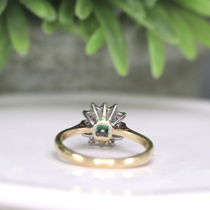 Emerald & Diamond Ring in 9ct Gold