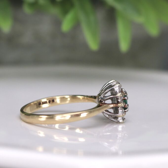 Emerald & Diamond Ring in 9ct Gold