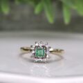 Emerald & Diamond Ring in 9ct Gold