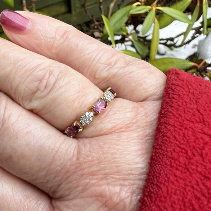 Garnet Stacking Band in 10ct Gold