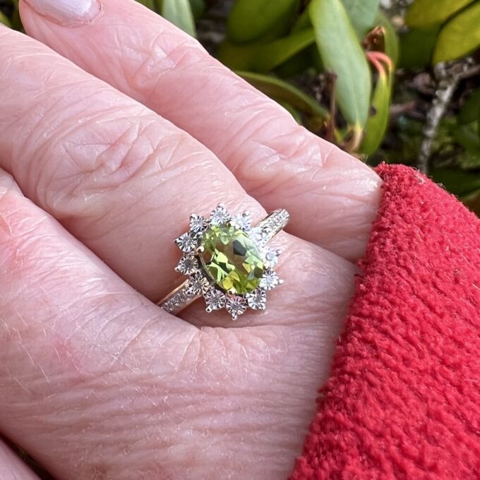 Peridot & Diamond Ring in 10ct Gold