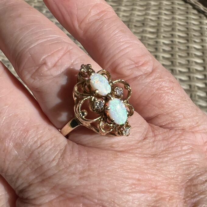Opal & Diamond Ring in 14ct Gold