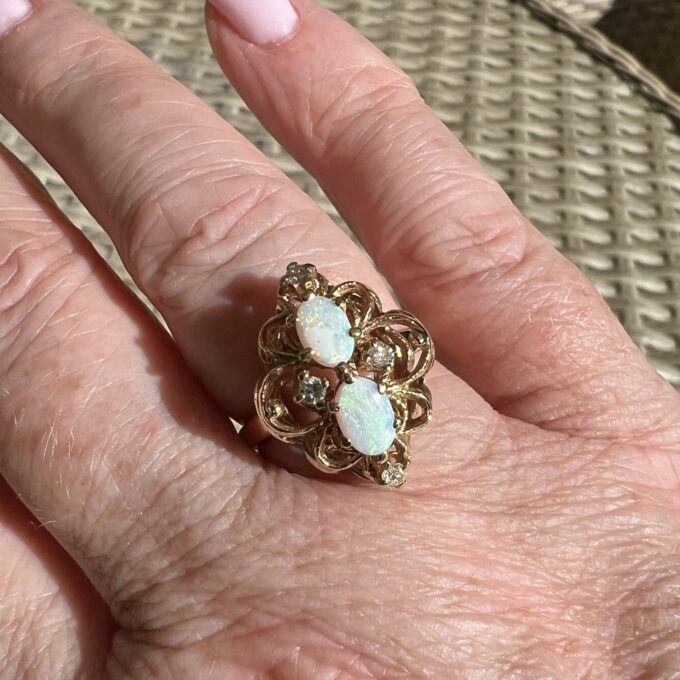 Opal & Diamond Ring in 14ct Gold