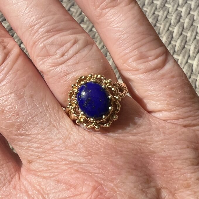 Lapis Lazuli Solitaire Ring in 14ct Gold