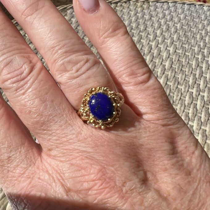 Lapis Lazuli Solitaire Ring in 14ct Gold