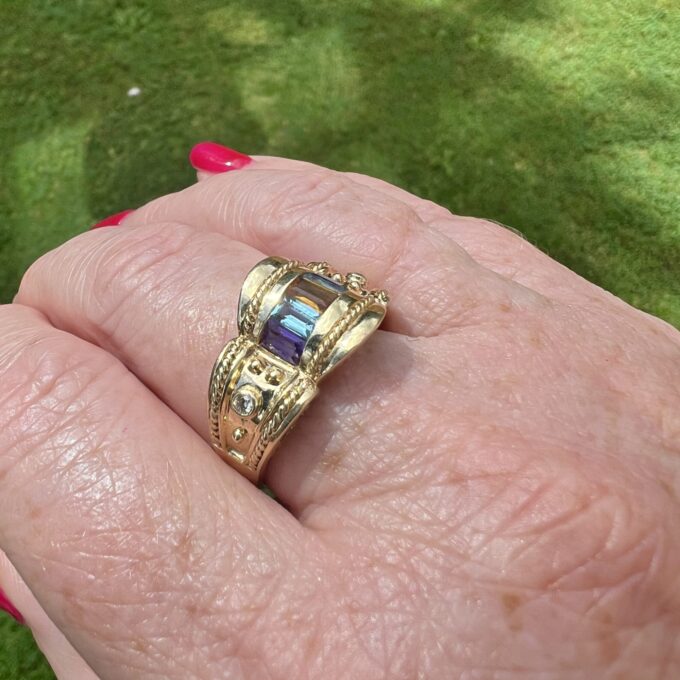 Ornate Multi Stone Ring in 14ct Gold