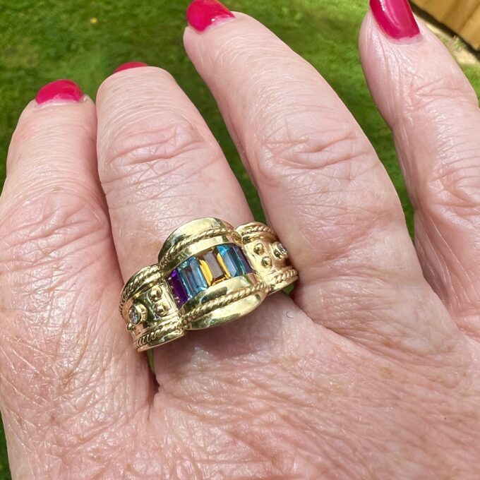 Ornate Multi Stone Ring in 14ct Gold