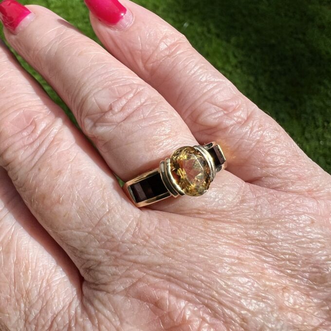 Citrine & Garnet Ring in 14ct Gold
