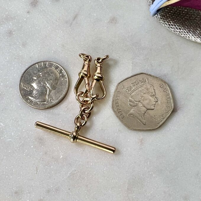 Antique T Bar & Matching Clips in 9ct Gold