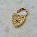 Edwardian Engraved Heart Padlock in 9ct Gold