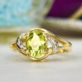Peridot & diamond Ring in 14ct Gold