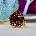 Garnet Cluster Ring in 9ct Gold