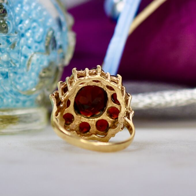 Garnet Cluster Ring in 9ct Gold