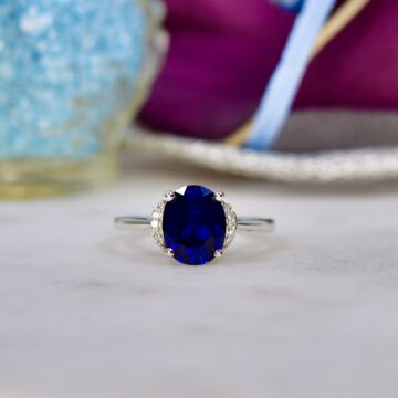 Synthetic Sapphire Ring in 10ct Gold