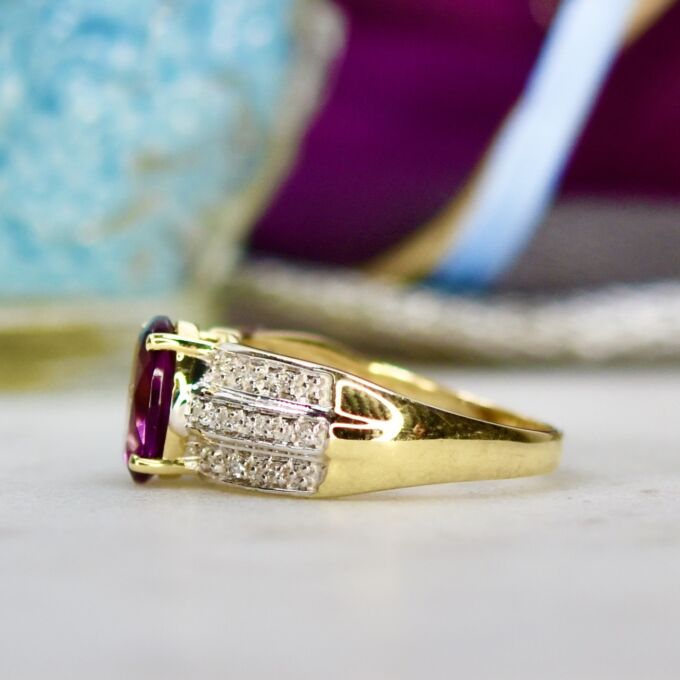 Pink Tourmaline & Diamond Ring in 10ct Gold