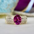 Pink Tourmaline & Diamond Ring in 10ct Gold