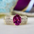 Pink Tourmaline & Diamond Ring in 10ct Gold