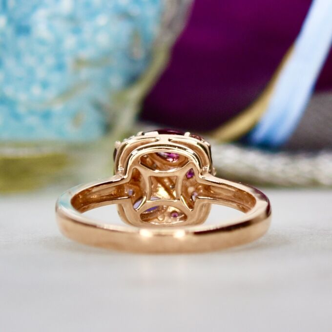Rhodolite, Amethyst & Pink Tourmaline Ring in 10ct Gold