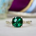Emerald and Diamond Ring in 10ct Gold