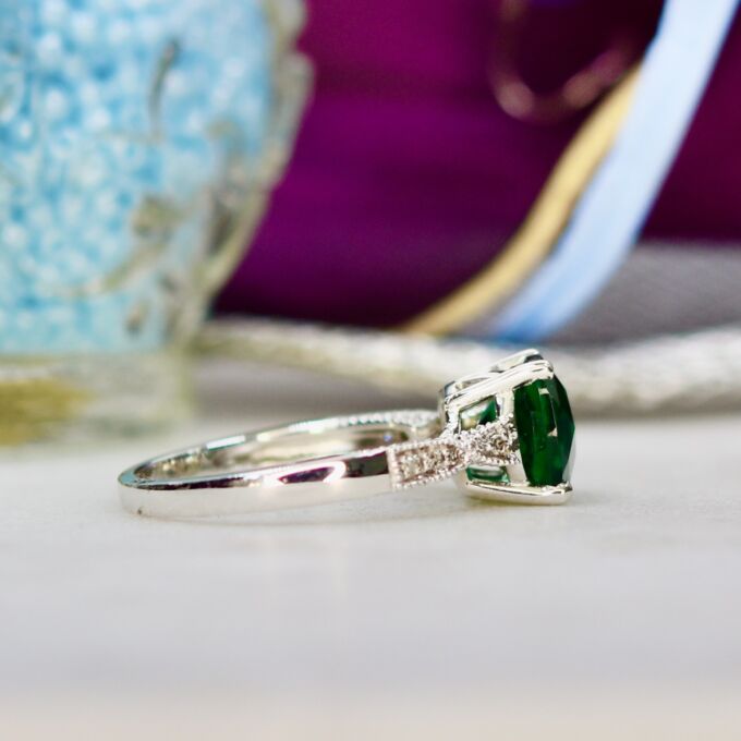 Emerald and Diamond Ring in 10ct Gold