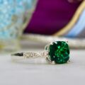 Emerald and Diamond Ring in 10ct Gold