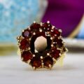 Garnet Cluster Ring in 9ct Gold