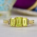 Three Stone Peridot Ring in 10ct Yellow Gold