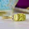 Three Stone Peridot Ring in 10ct Yellow Gold