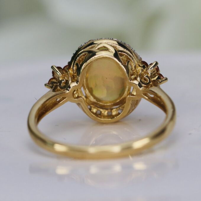 Ethiopian Opal, Citrine & Topaz Ring in 10ct Gold