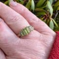 Three Stone Peridot Ring in 10ct Yellow Gold
