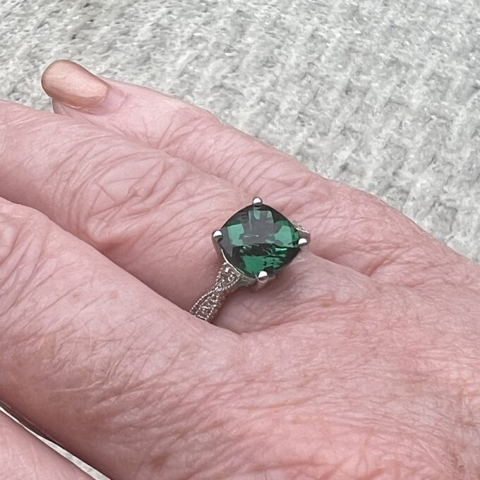 Emerald and Diamond Ring in 10ct Gold