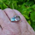 Morganite, Aquamarine & Diamond ring in 9ct Gold