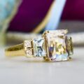 Morganite, Aquamarine & Diamond ring in 9ct Gold