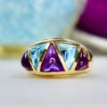 Amethyst & Blue Topaz Ring in 10ct Gold
