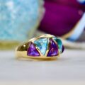 Amethyst & Blue Topaz Ring in 10ct Gold