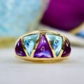 Amethyst & Blue Topaz Ring in 10ct Gold