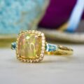 Ethiopian Opal and Topaz Ring in 10ct Gold