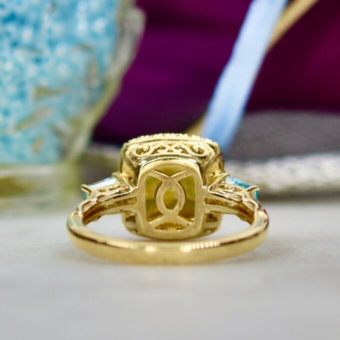 Ethiopian Opal and Topaz Ring in 10ct Gold