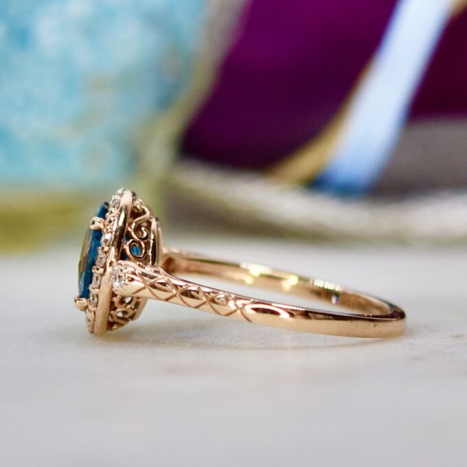 London Blue Topaz & Diamond Ring in 14ct Gold