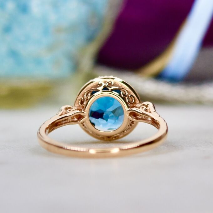 London Blue Topaz & Diamond Ring in 14ct Gold