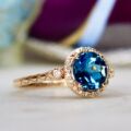 London Blue Topaz & Diamond Ring in 14ct Gold
