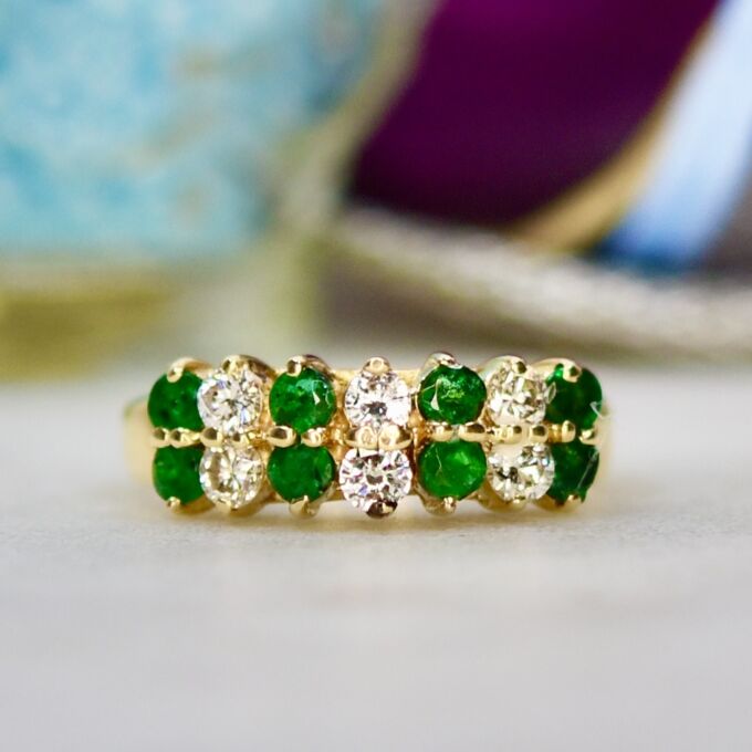 Emerald & Diamond Ring in 14ct Gold