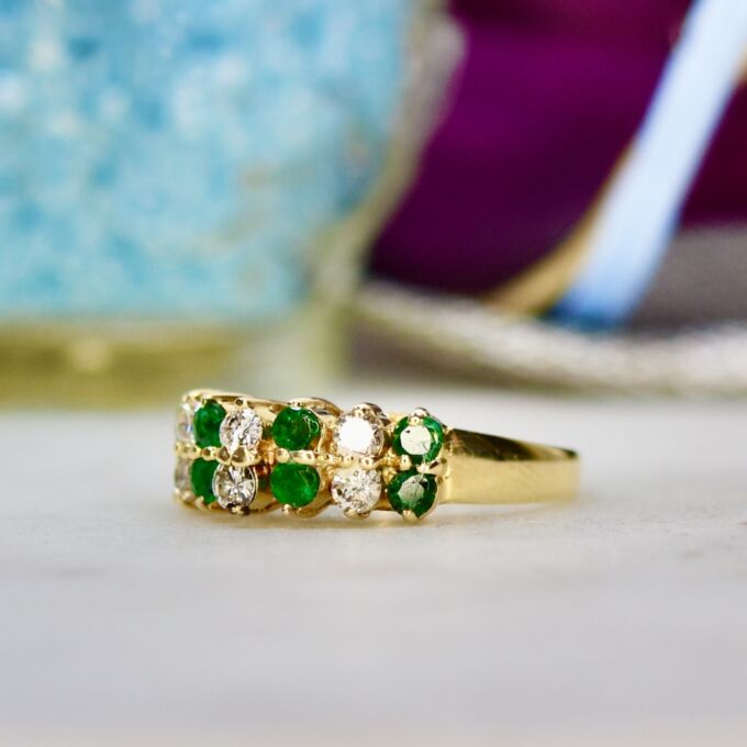 Emerald & Diamond Ring in 14ct Gold