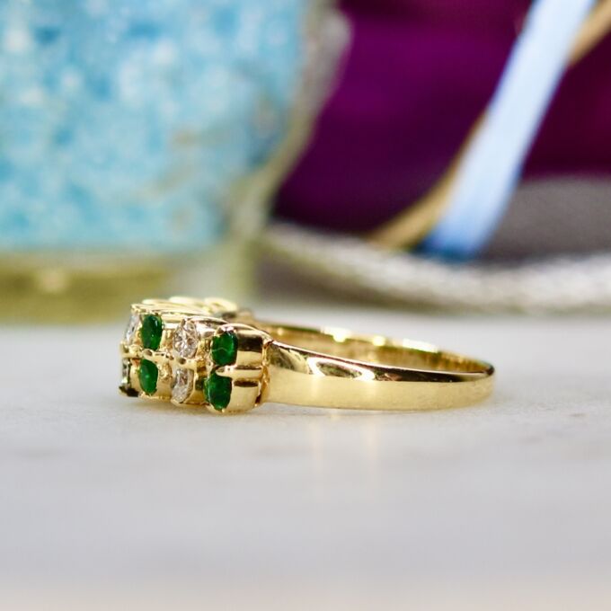 Emerald & Diamond Ring in 14ct Gold
