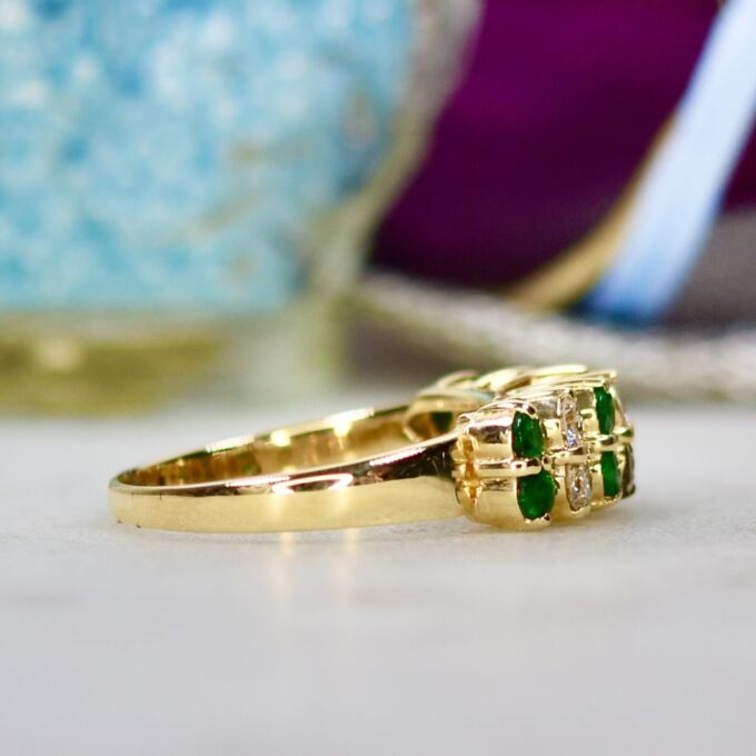 Emerald & Diamond Ring in 14ct Gold