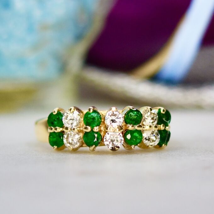 Emerald & Diamond Ring in 14ct Gold