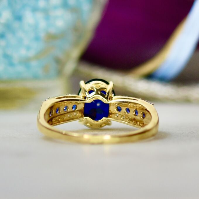 Blue & White Sapphire Ring in 10ct Gold