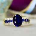 Blue & White Sapphire Ring in 10ct Gold