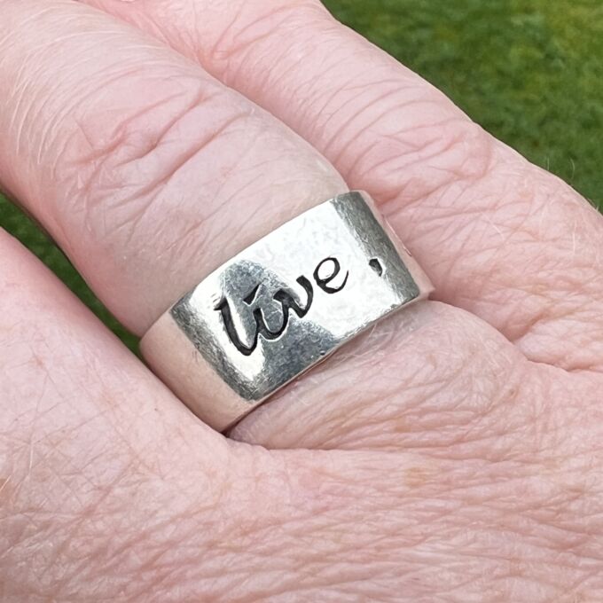 Motivational Wide Band Ring in Sterling Silver